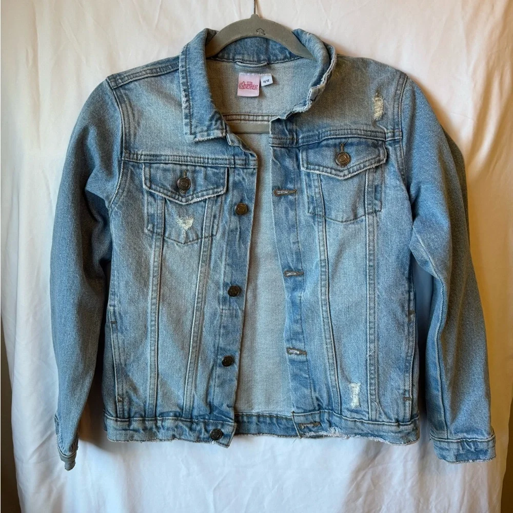 Marvel Avengers Kids Denim Jacket Size 10-12 Distressed Jean Jacket